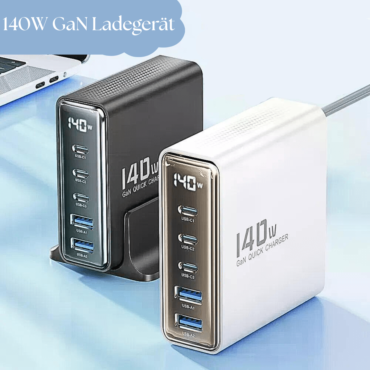 Kompaktes USB - C Ladegerät mit Schnellladefunktion – 65W GaN - Technologie - UniConnectAll in one Kit