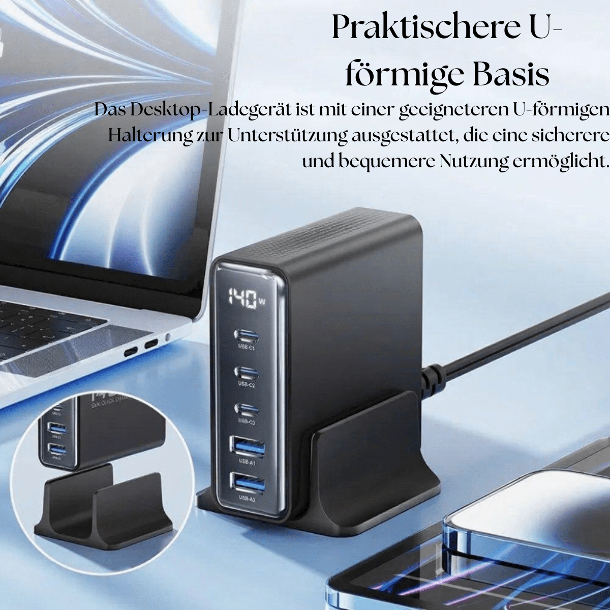Kompaktes USB - C Ladegerät mit Schnellladefunktion – 65W GaN - Technologie - UniConnectAll in one Kit