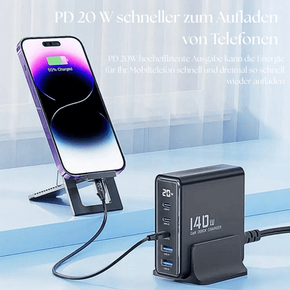 Kompaktes USB - C Ladegerät mit Schnellladefunktion – 65W GaN - Technologie - UniConnectAll in one Kit