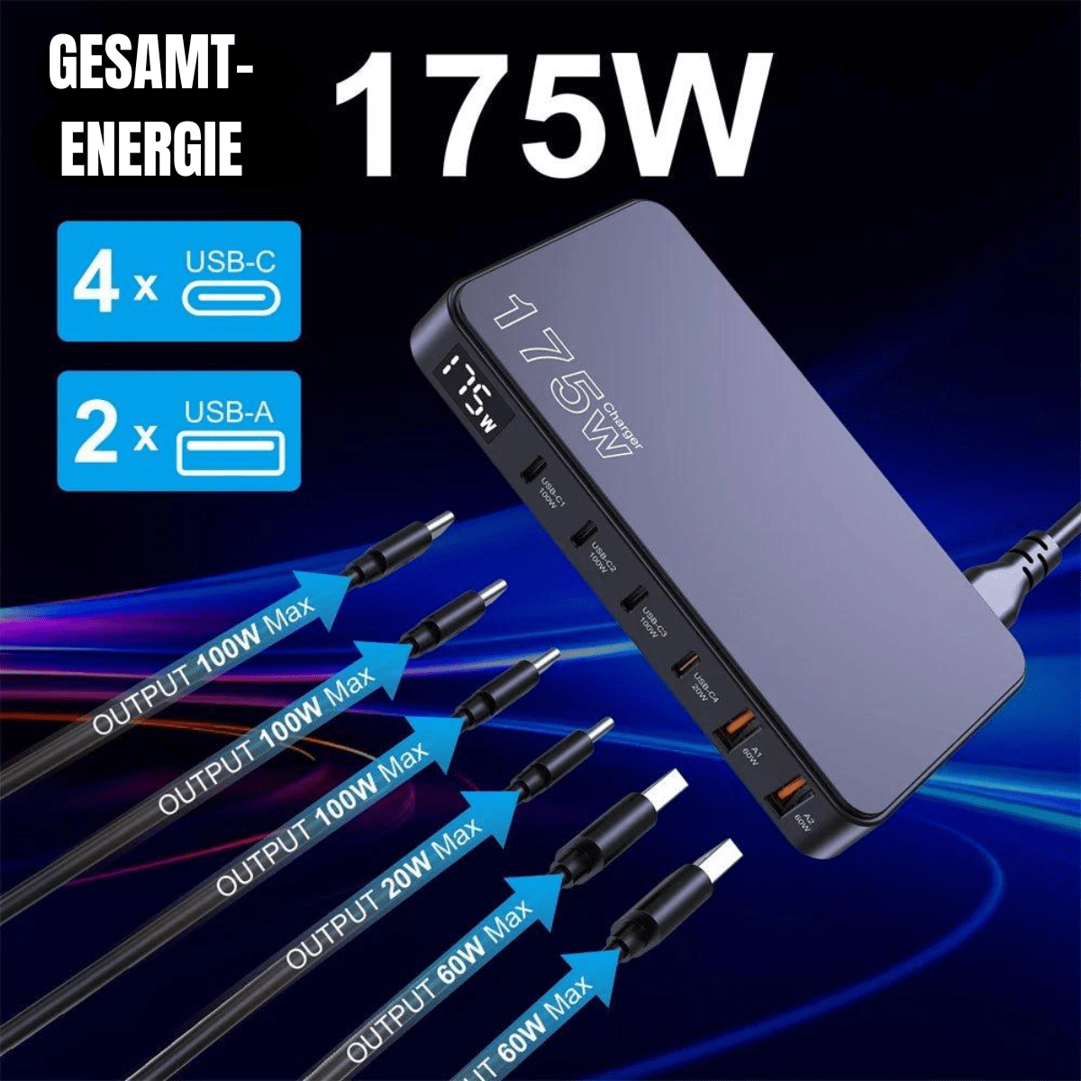 Kompaktes USB - C Ladegerät mit Schnellladefunktion – 65W GaN - Technologie - UniConnectAll in one Kit